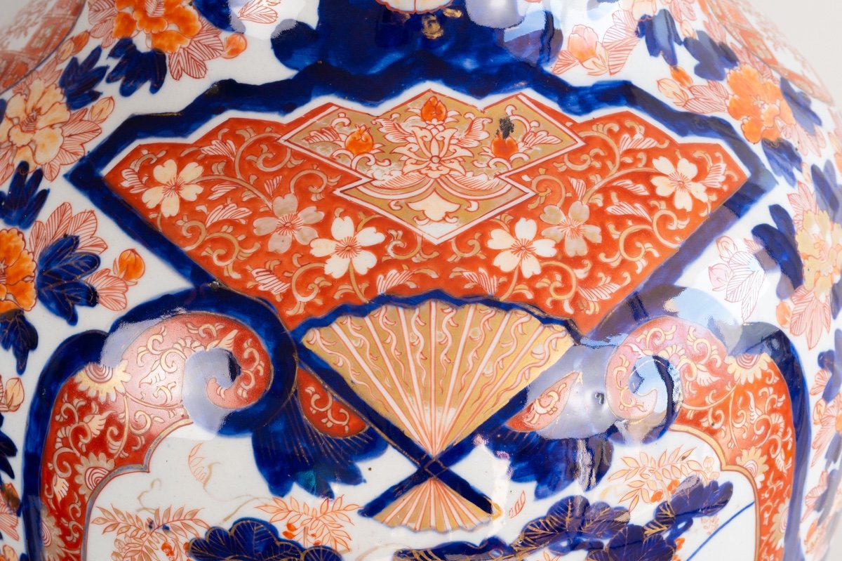 Large Fan Vase, Arita - Imari, Japan, Meiji Era (1868-1912).-photo-7