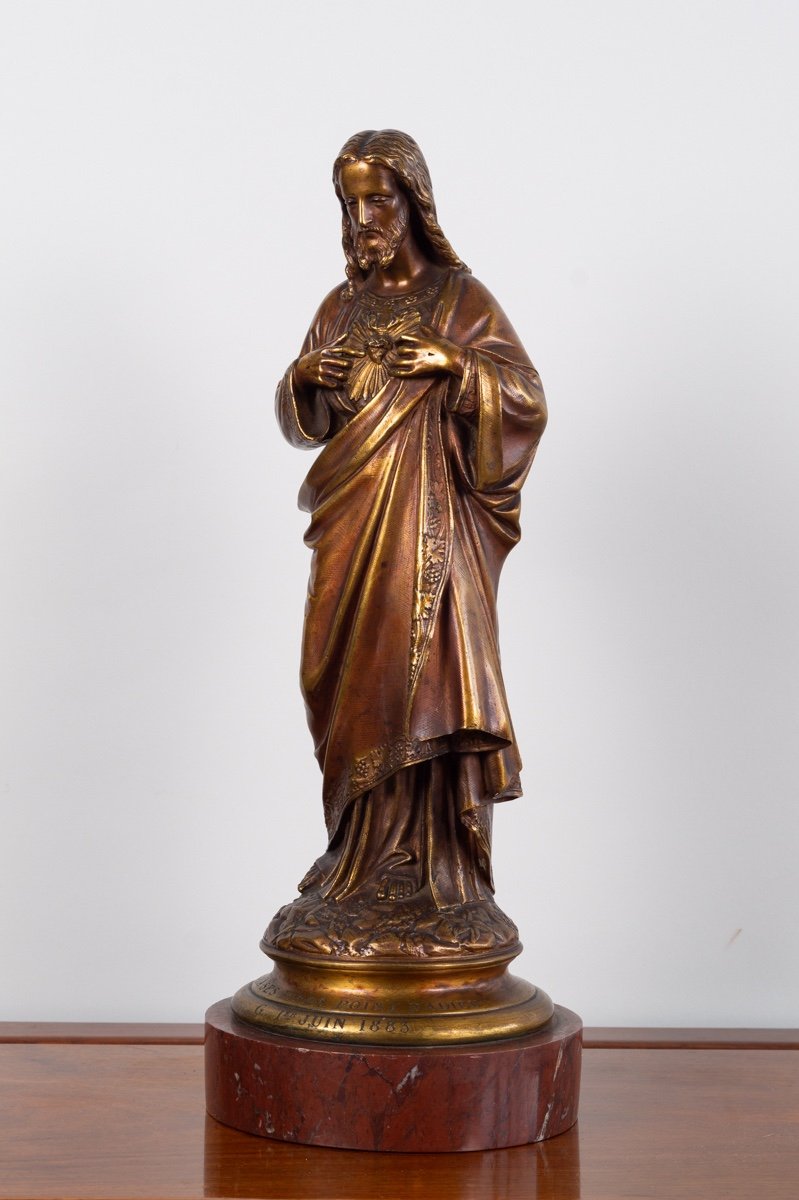 Sacred Heart Of Jesus Christ, Bronze, R. Casciani, 1883.-photo-4