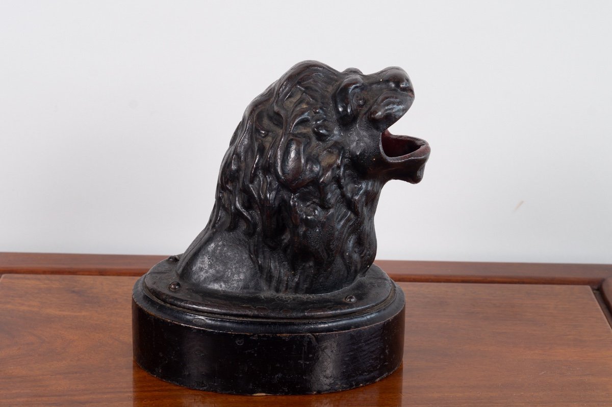 Lion's Head From The "frog Game", Bronze, France, 18th/19th Century.-photo-2