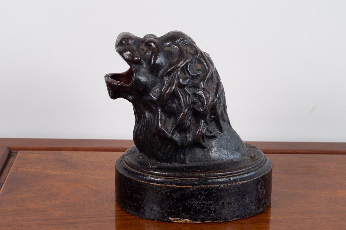 Lion's Head From The "frog Game", Bronze, France, 18th/19th Century.-photo-4