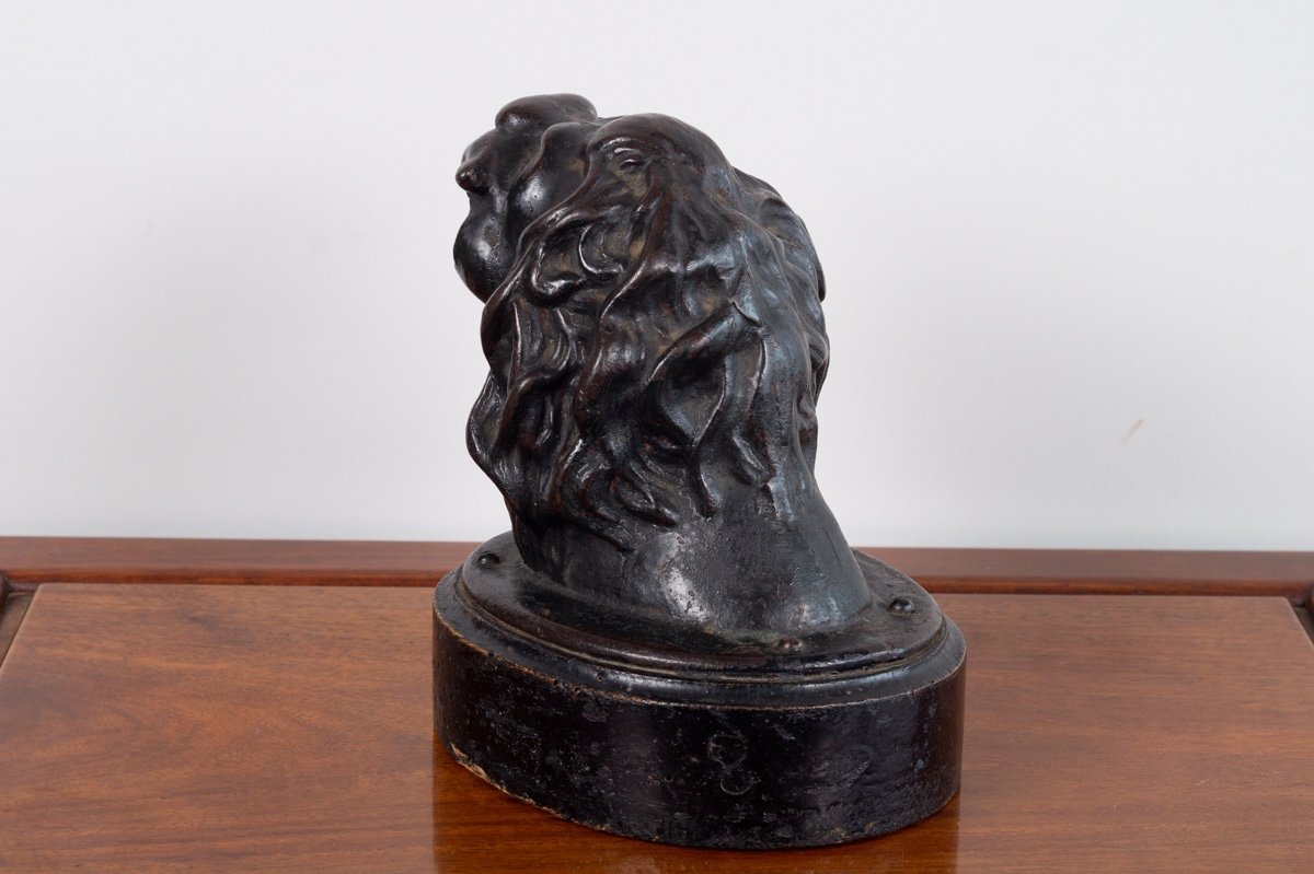 Lion's Head From The "frog Game", Bronze, France, 18th/19th Century.-photo-1