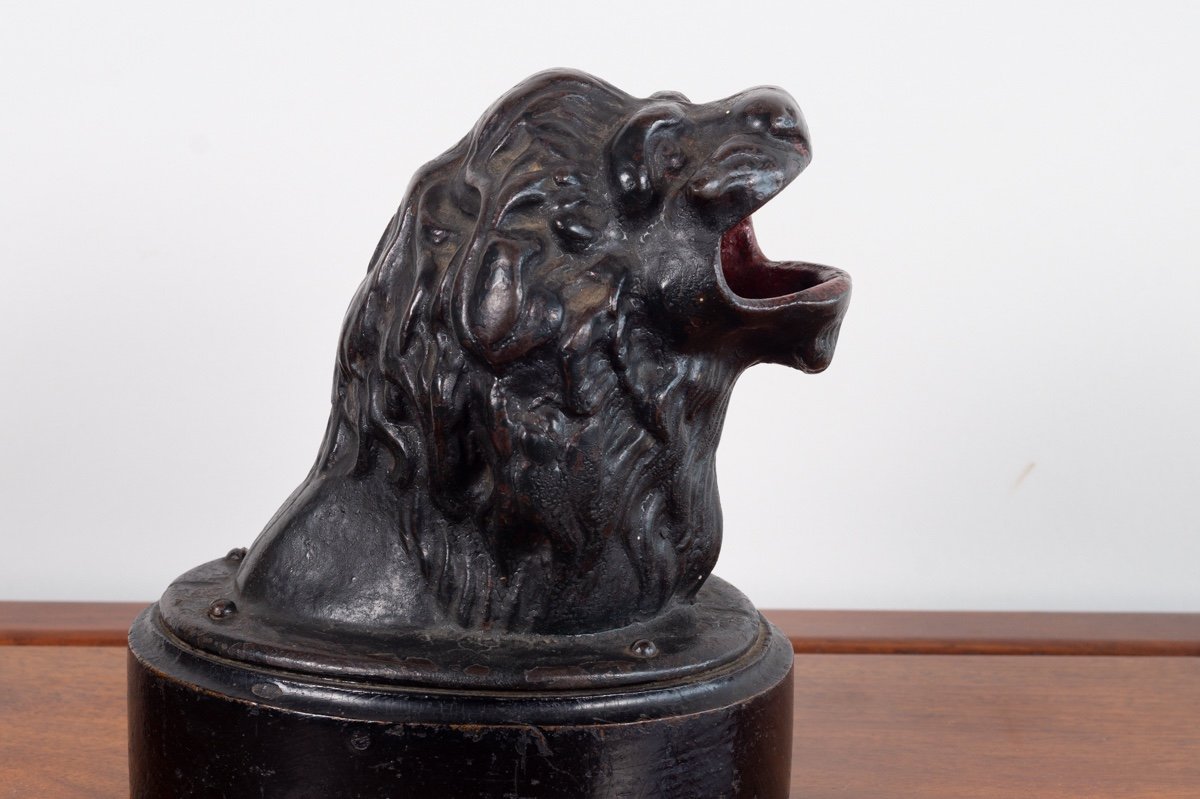 Lion's Head From The "frog Game", Bronze, France, 18th/19th Century.-photo-3