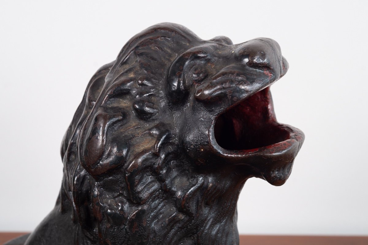 Lion's Head From The "frog Game", Bronze, France, 18th/19th Century.-photo-4
