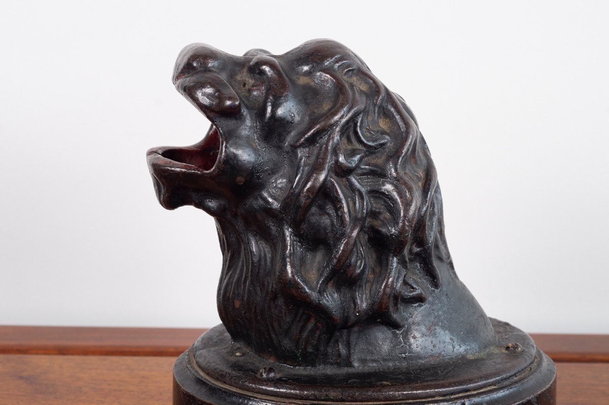 Lion's Head From The "frog Game", Bronze, France, 18th/19th Century.-photo-5