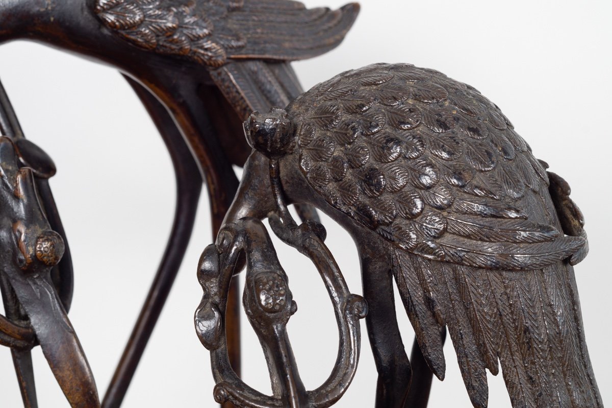 Pair Of Cranes On Turtles, Bronze, Japan, Edo Period (1603-1868)-photo-7