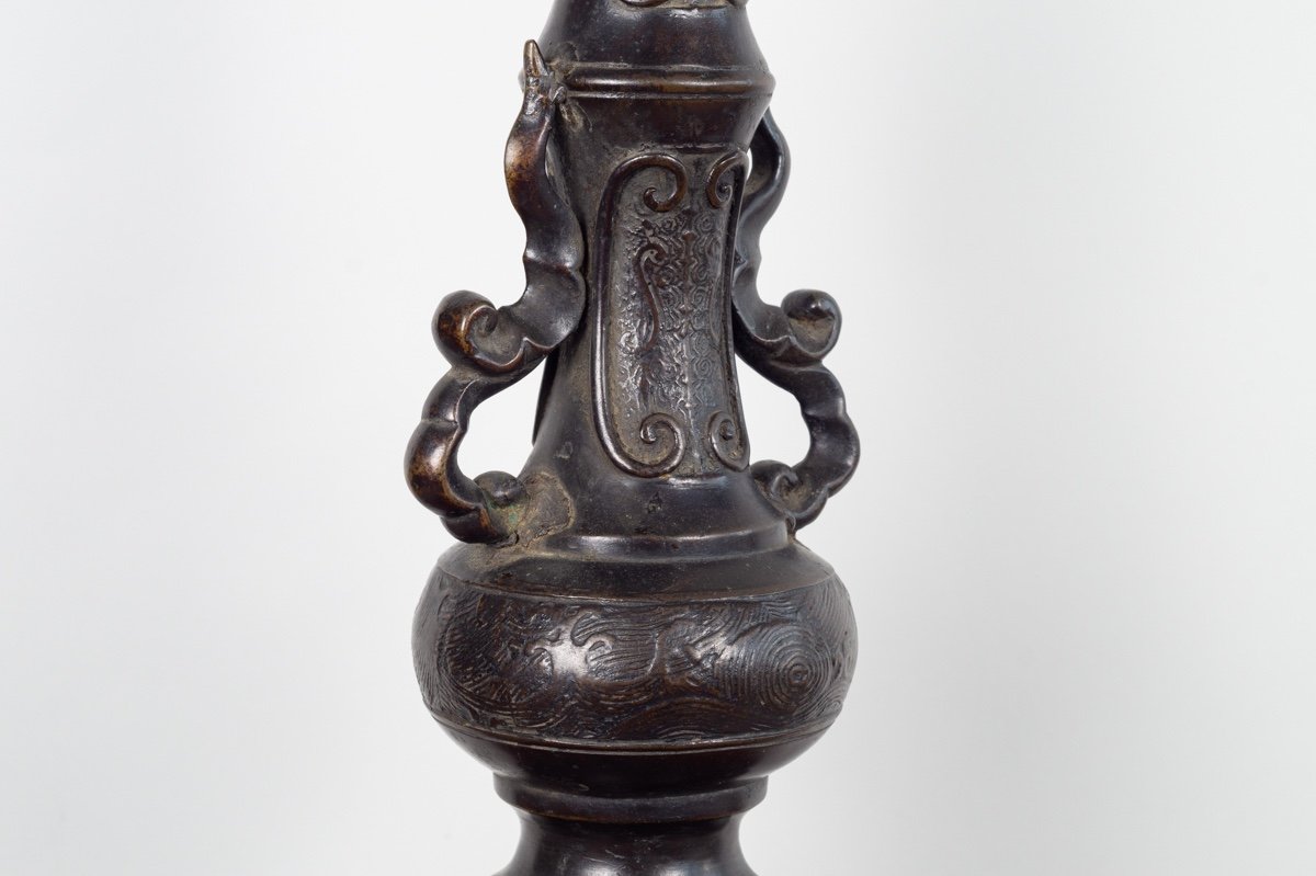 Temple Candlestick - Shokudai, Chikugo Daijō Tsunemi From Kyoto, Japan, Edo Period, XVIII Century-photo-3