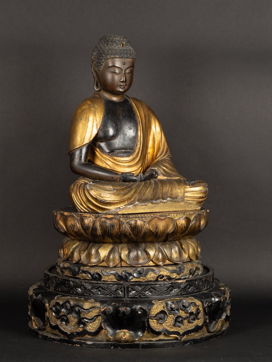 Amida Buddha, Japan, Edo Period (1603-1868), Lacquered And Gilded Wood.-photo-3