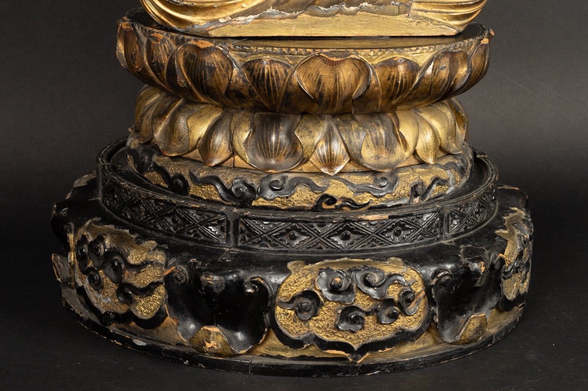 Amida Buddha, Japan, Edo Period (1603-1868), Lacquered And Gilded Wood.-photo-4
