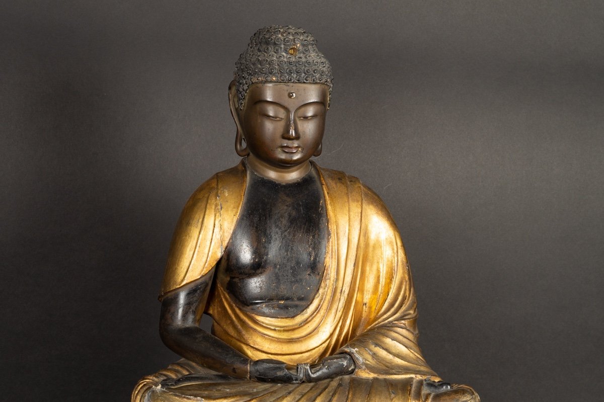 Amida Buddha, Japan, Edo Period (1603-1868), Lacquered And Gilded Wood.-photo-5