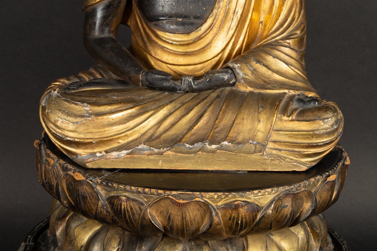 Amida Buddha, Japan, Edo Period (1603-1868), Lacquered And Gilded Wood.-photo-7
