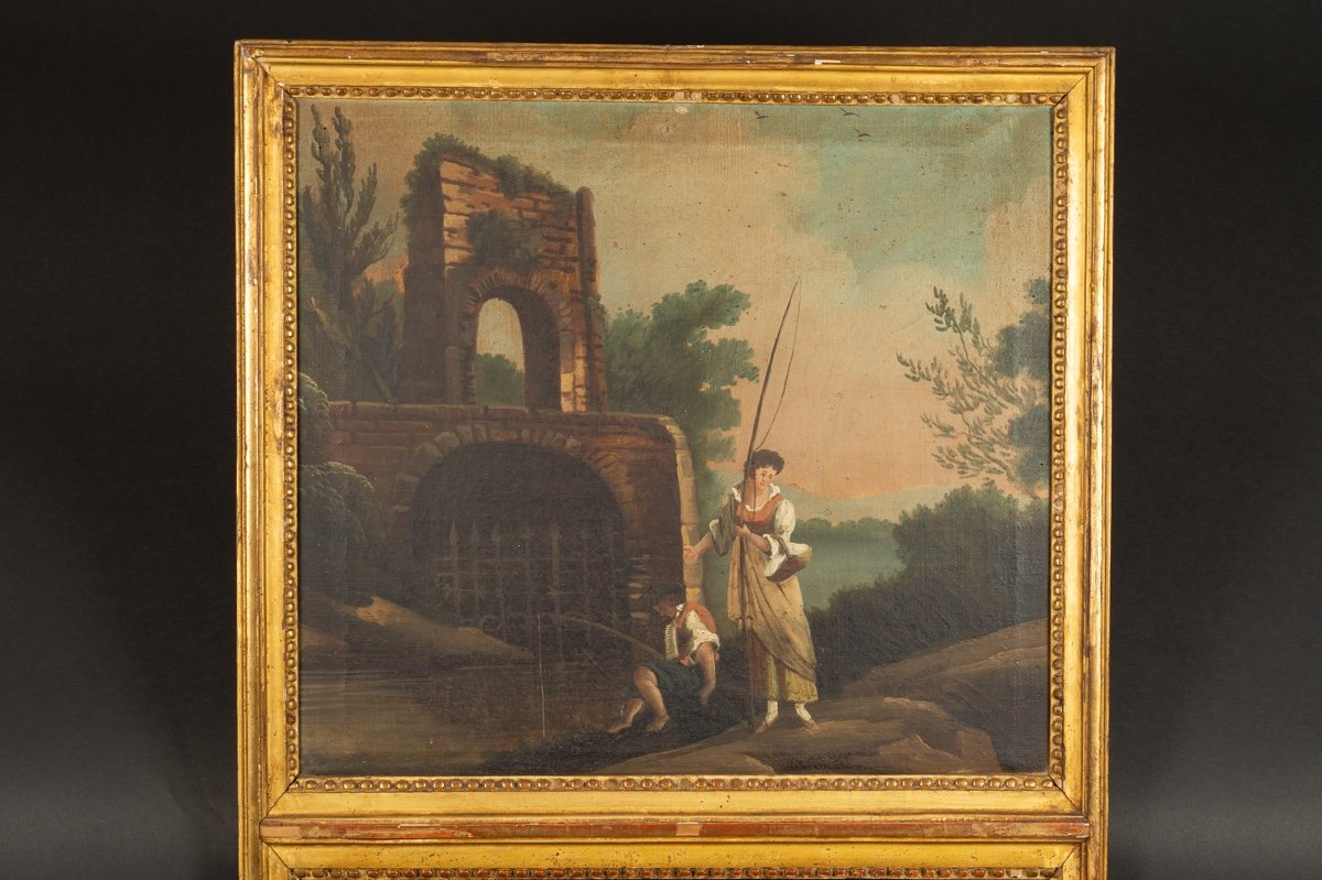 Trumeau - Mirror, Golden Wood, Louis XVI, France, End Of The Eighteenth Century.-photo-3