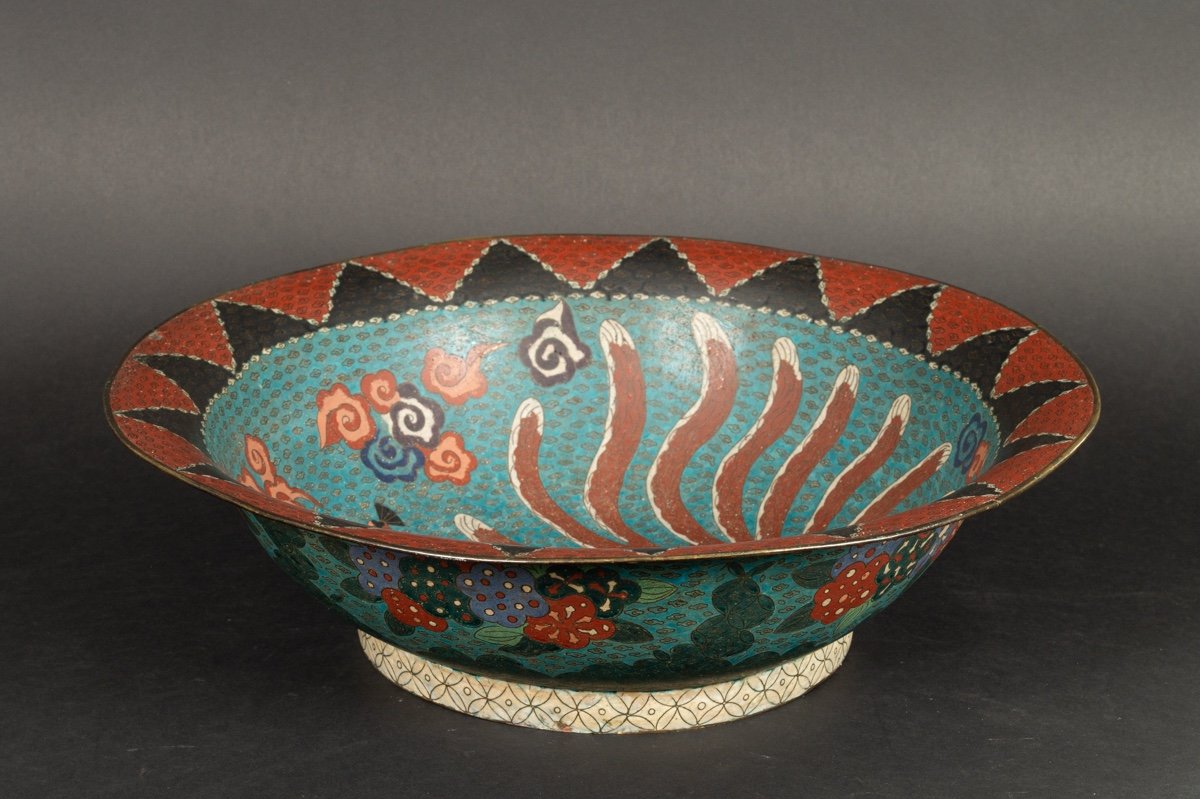 Grande Coupe / Bol avec renard, cloisonné, Japon, époque Edo, vers 1850.-photo-2