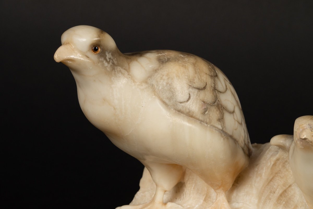 Partridge - Family, Alabaster, Art Deco, France, 1920s / 1930s.-photo-3