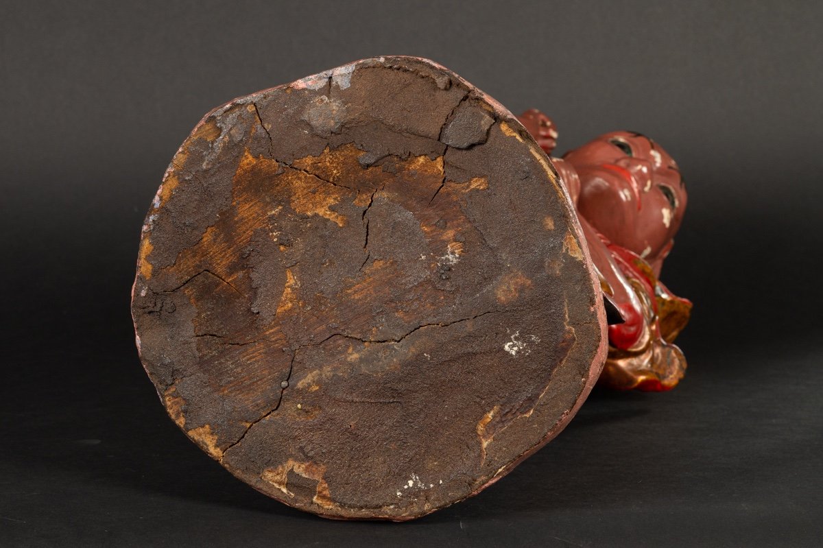 Divinité Taoïste Chinoise, Chine / Vietnam, Bois Polychrome, XIXe Siècle.  -photo-8