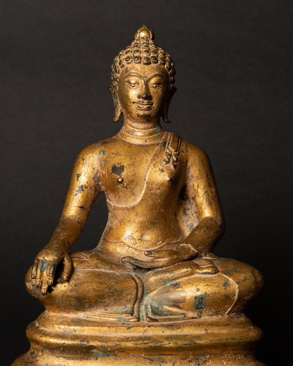 Bouddha Sakyamuni, Bronze Doré, Thaïlande, Rattanakosin, XIXe/XXe Siècle. -photo-1
