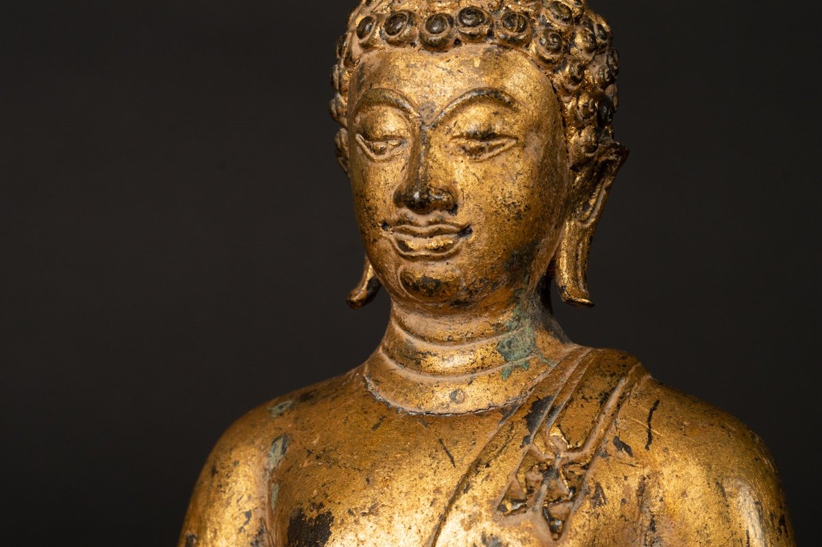 Bouddha Sakyamuni, Bronze Doré, Thaïlande, Rattanakosin, XIXe/XXe Siècle. -photo-5