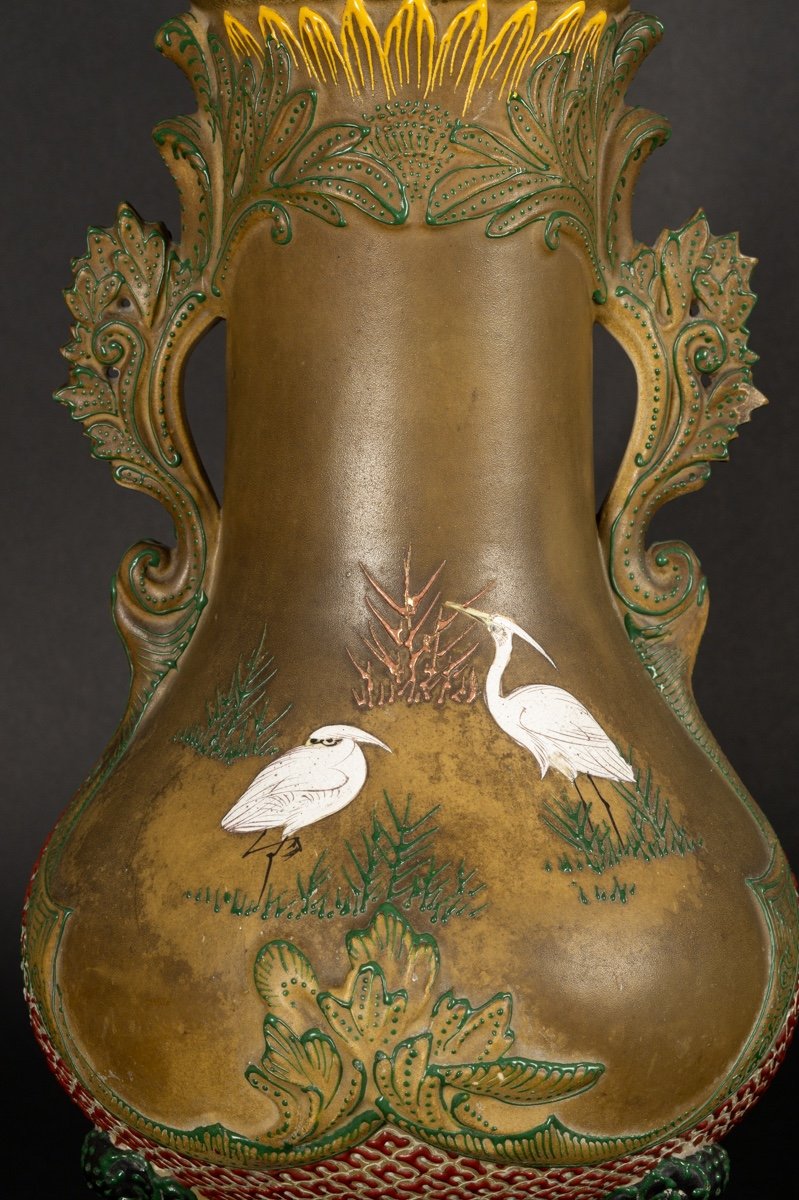 Vase With Herons, Satsuma, Japan, Meiji Era (1868-1912).-photo-3