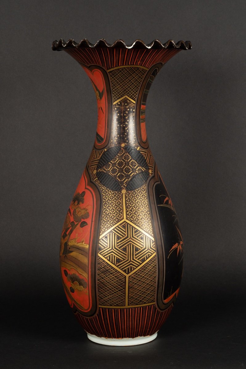 Vase En Laque, Arita, Japon, ère Meiji (1868-1912). -photo-2
