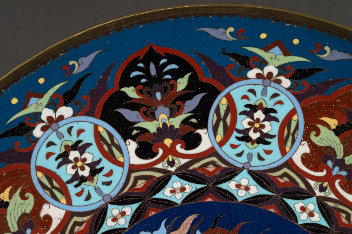 Plat En Cloisonné Avec Phénix, Japon, ère Meiji (1868-1912)-photo-1