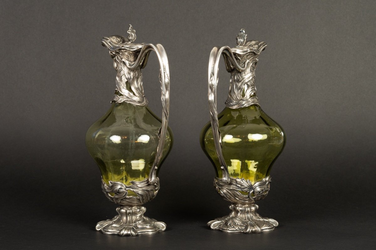 Pair Of Ewers, Louis Majorelle And Victor Saglier, Art Nouveau, Paris, Ca. 1900-photo-3