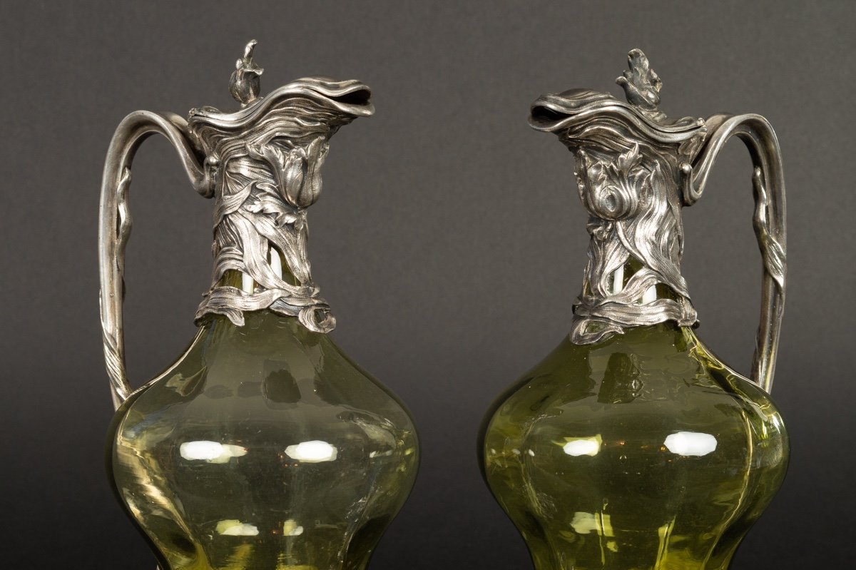 Pair Of Ewers, Louis Majorelle And Victor Saglier, Art Nouveau, Paris, Ca. 1900-photo-1