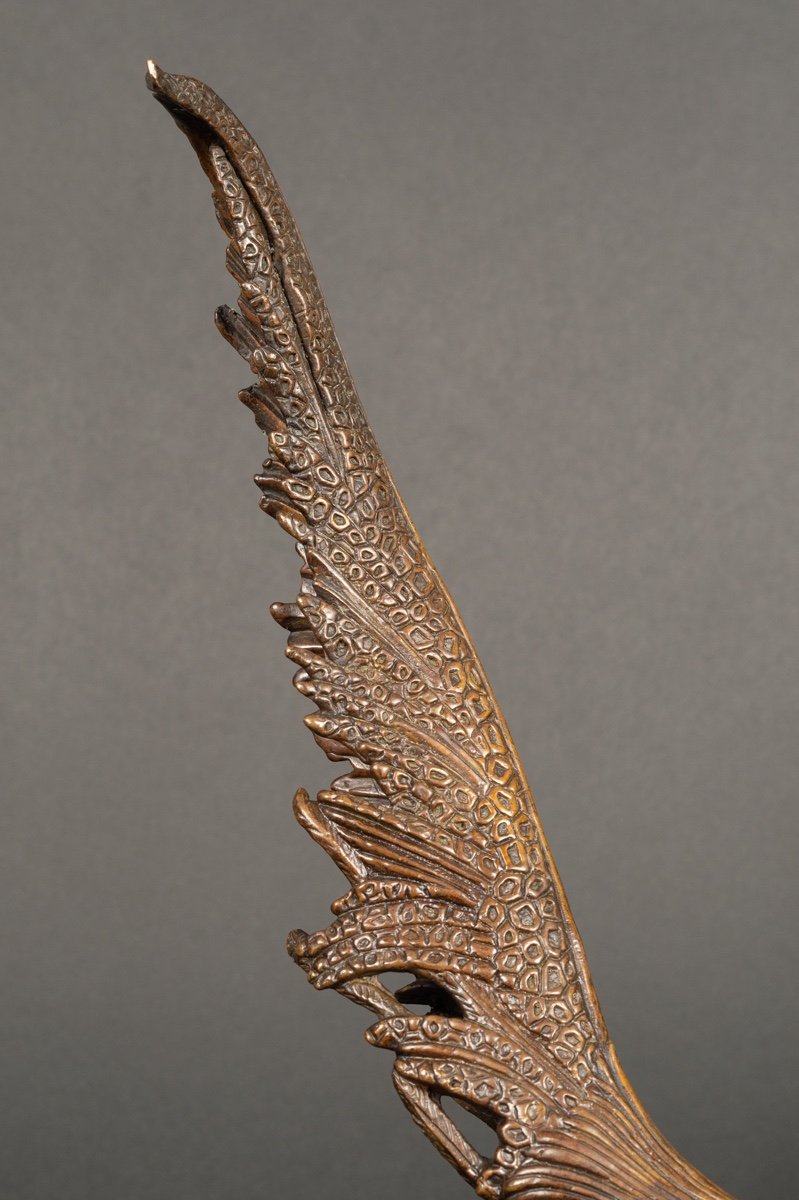 Pair Of Pheasants, Bronze, France, 19th Century.-photo-4