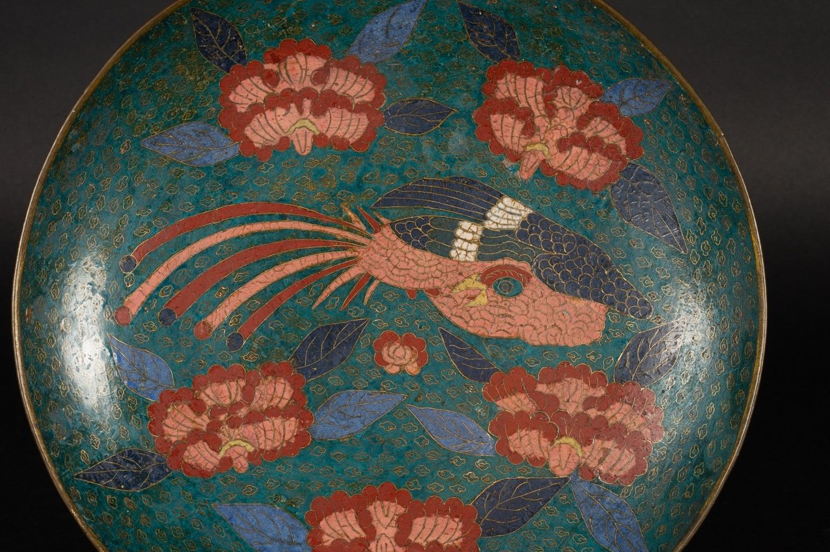 Plat avec Phoenix, cloisonné, Japon, époque Edo, vers 1850.-photo-1