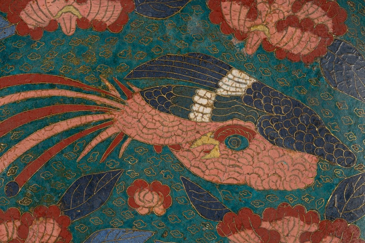 Plat avec Phoenix, cloisonné, Japon, époque Edo, vers 1850.-photo-2