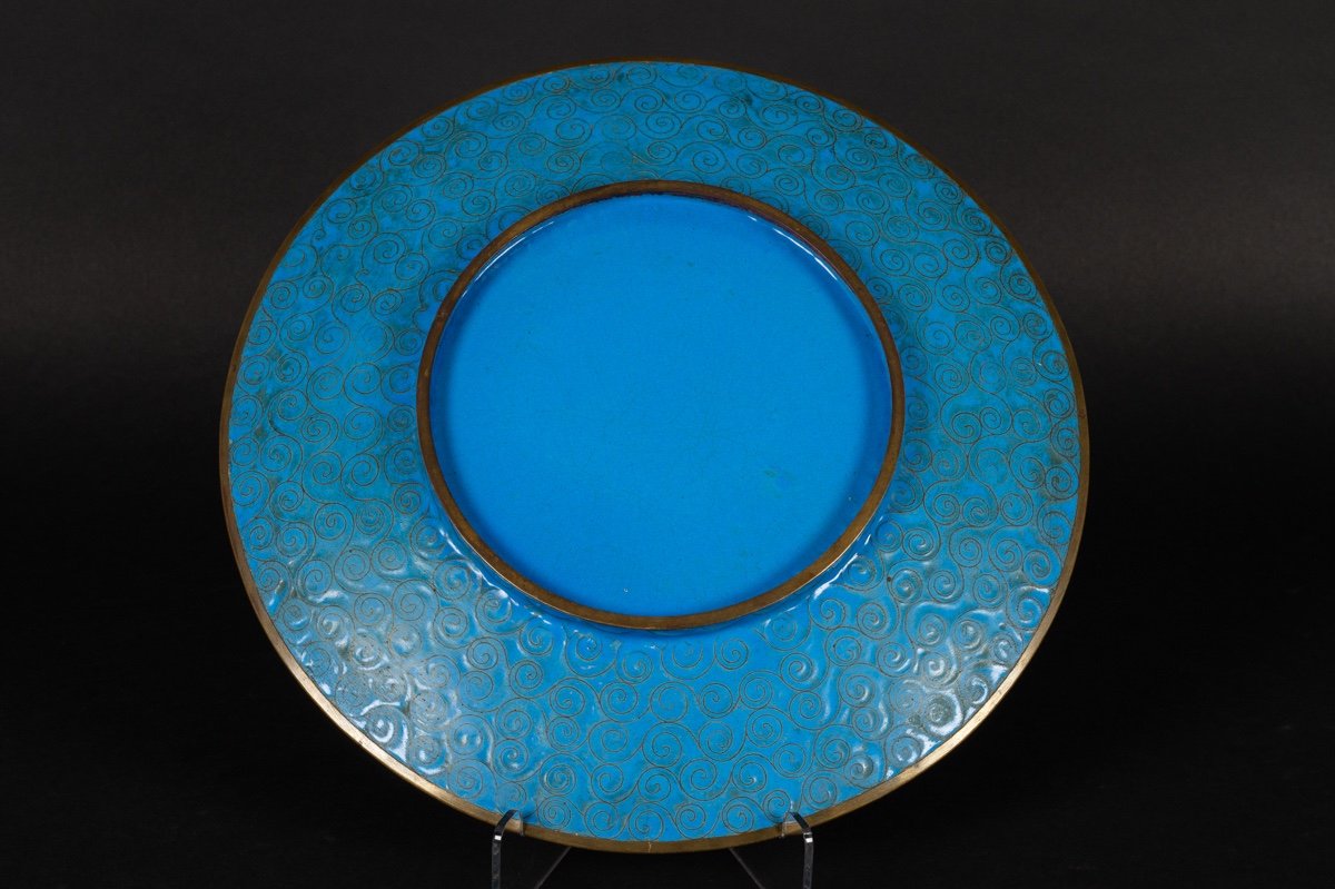 Plat En Cloisonné à Aigle, Japon, ère Meiji (1868-1912).  -photo-5