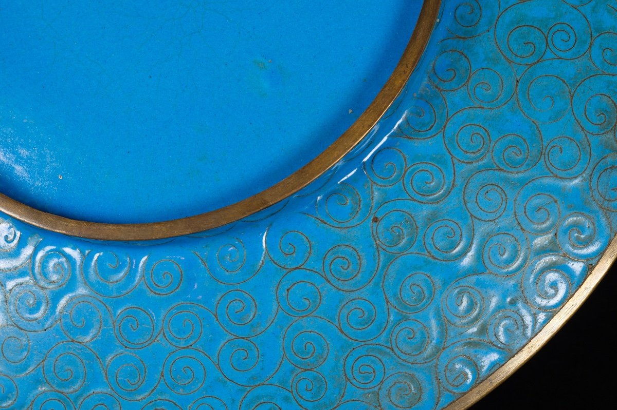 Plat En Cloisonné à Aigle, Japon, ère Meiji (1868-1912).  -photo-7