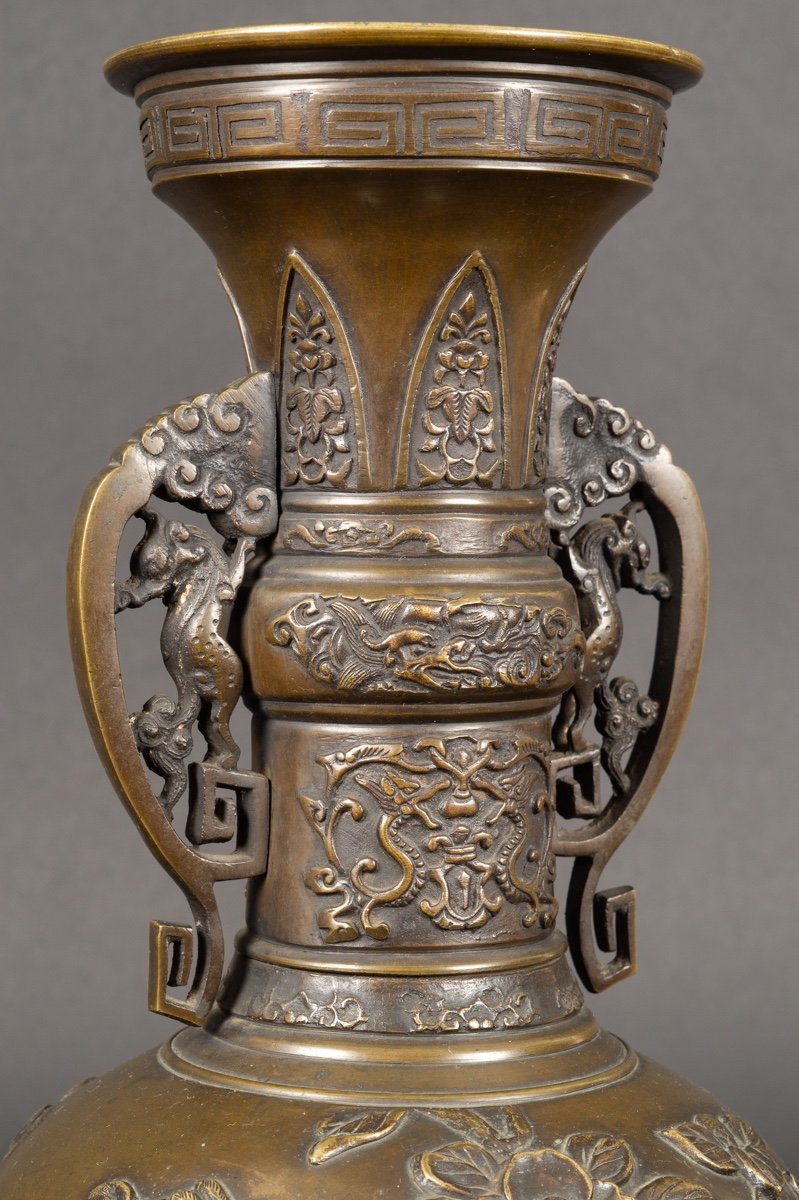Vase With Handles, Bronze, Japan, Meiji Era (1868-1912).-photo-4