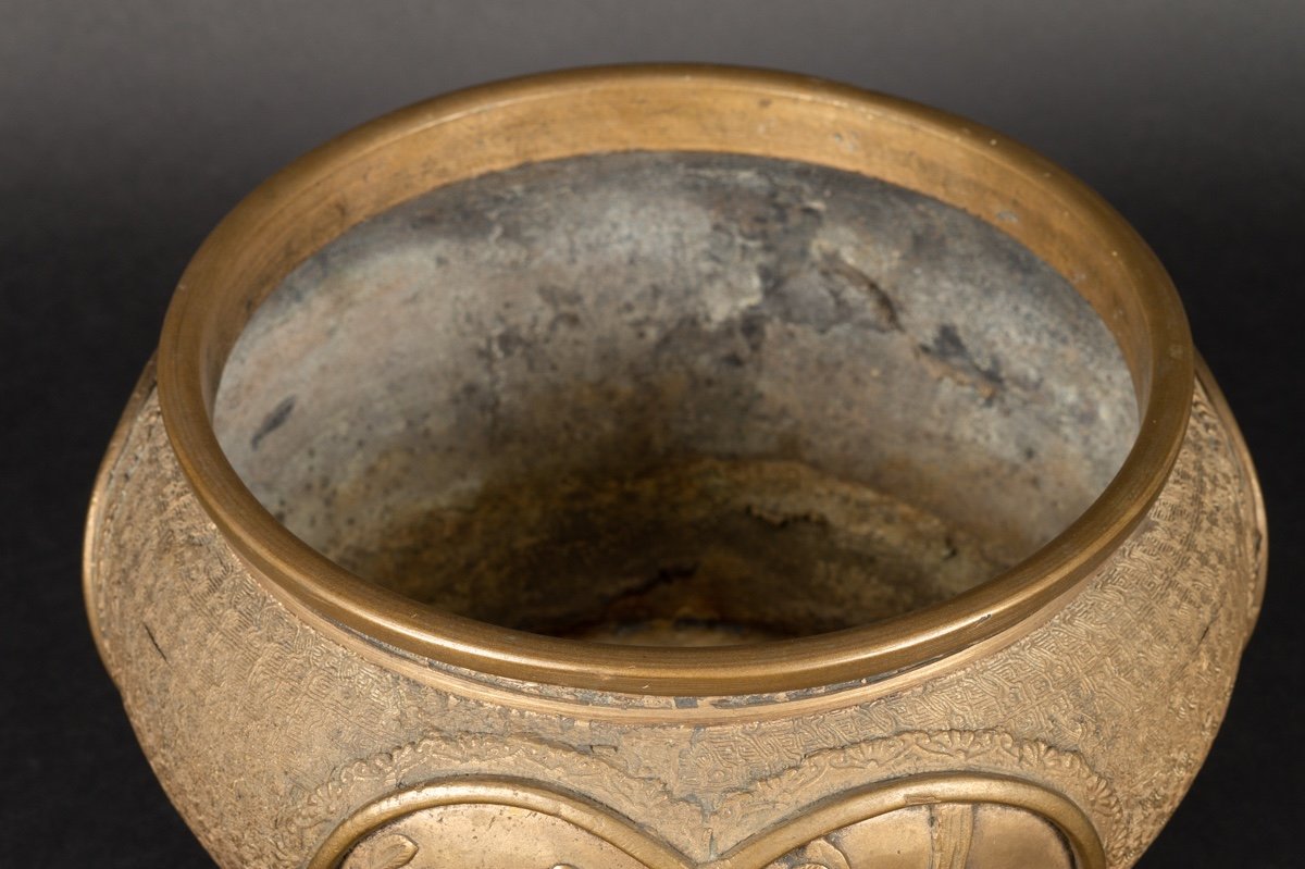 Cache-pot, Bronze, Signé, Japon, ère Meiji (1868-1912). -photo-4