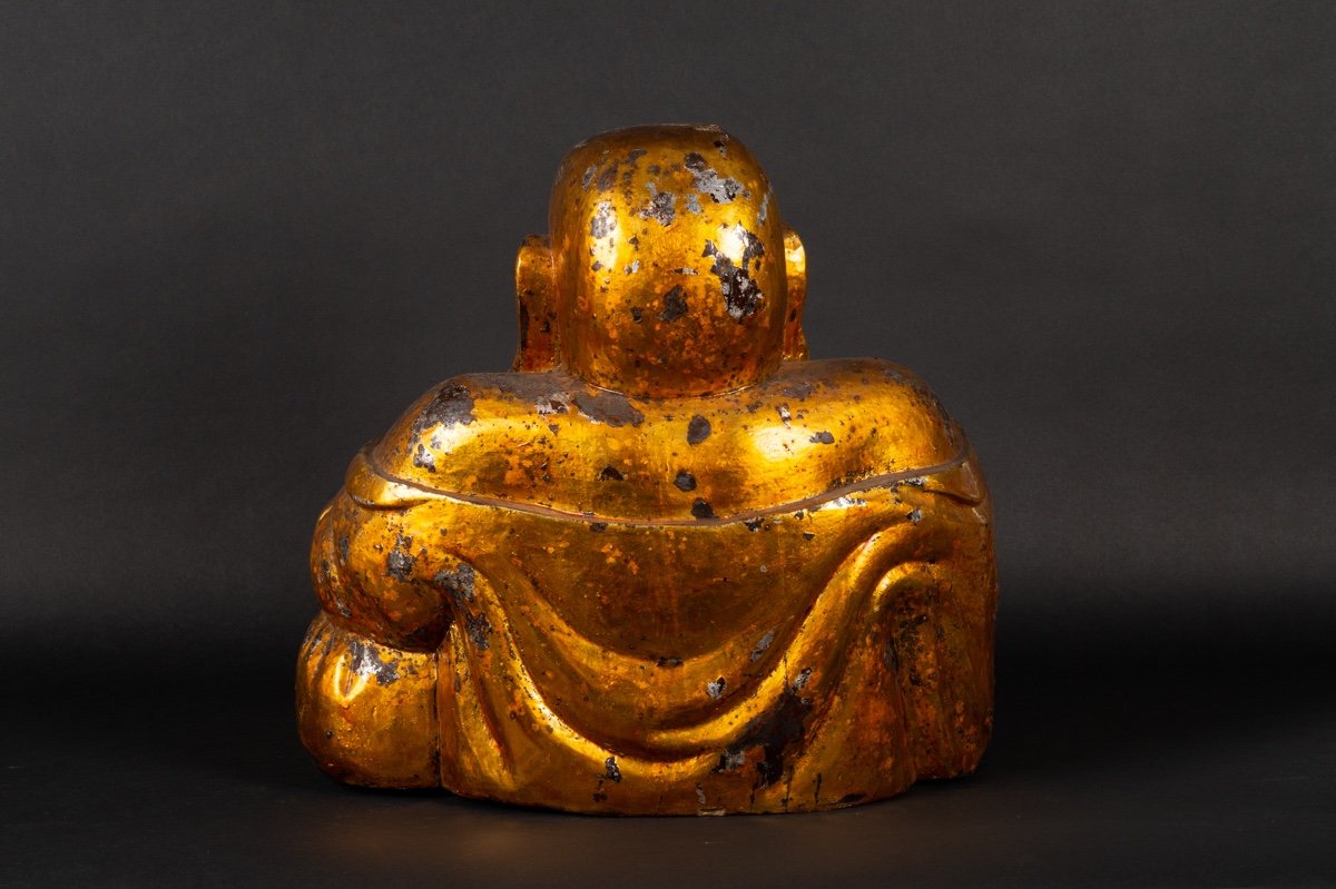Budai, Golden Wood, China Or Vietnam, 18th Century.-photo-1