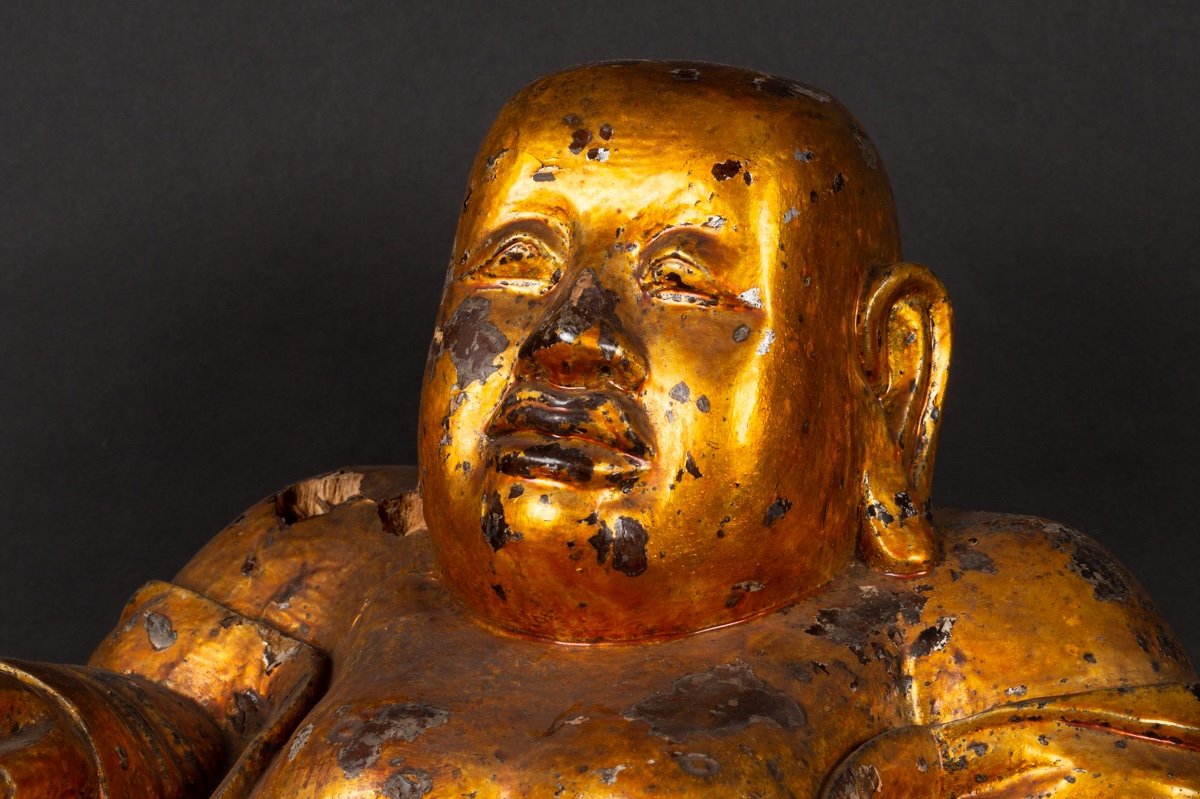 Budai, Golden Wood, China Or Vietnam, 18th Century.-photo-4