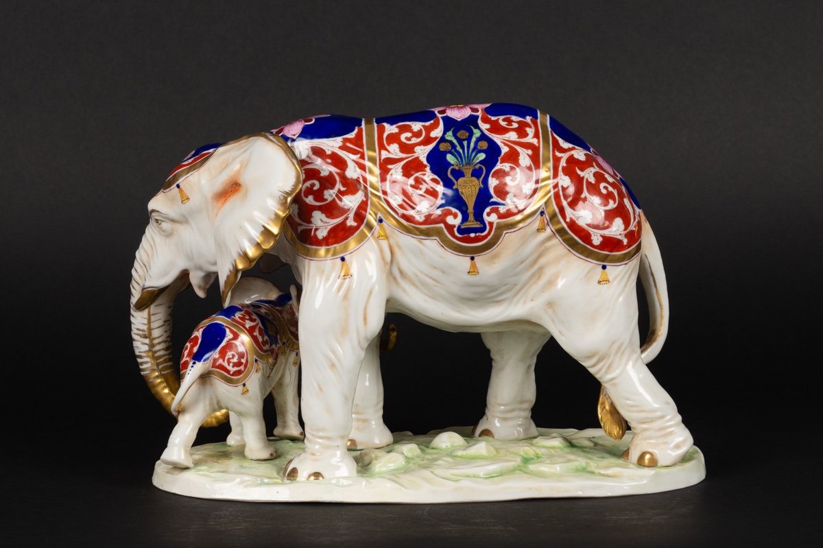Éléphants En Porcelaine, Volkstedt, Rudolstadt, Thuringe, Début Du 20e Siècle. -photo-3