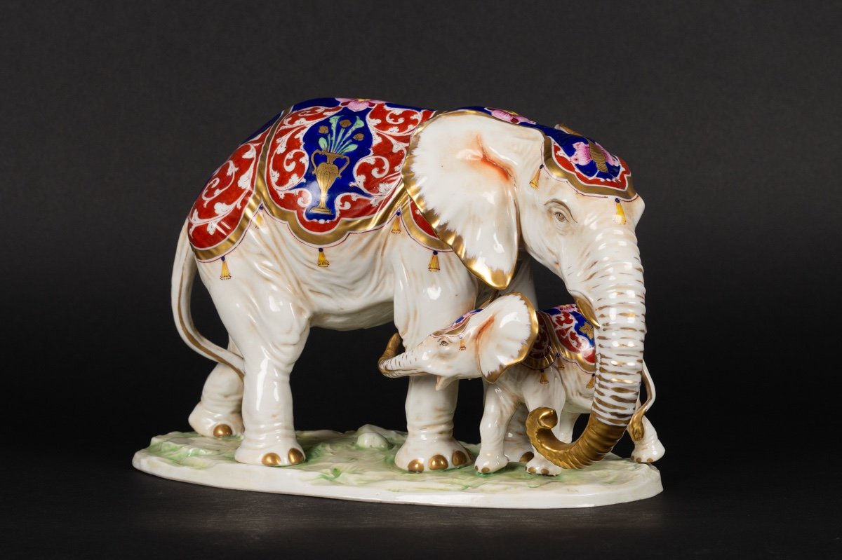 Éléphants En Porcelaine, Volkstedt, Rudolstadt, Thuringe, Début Du 20e Siècle. -photo-4
