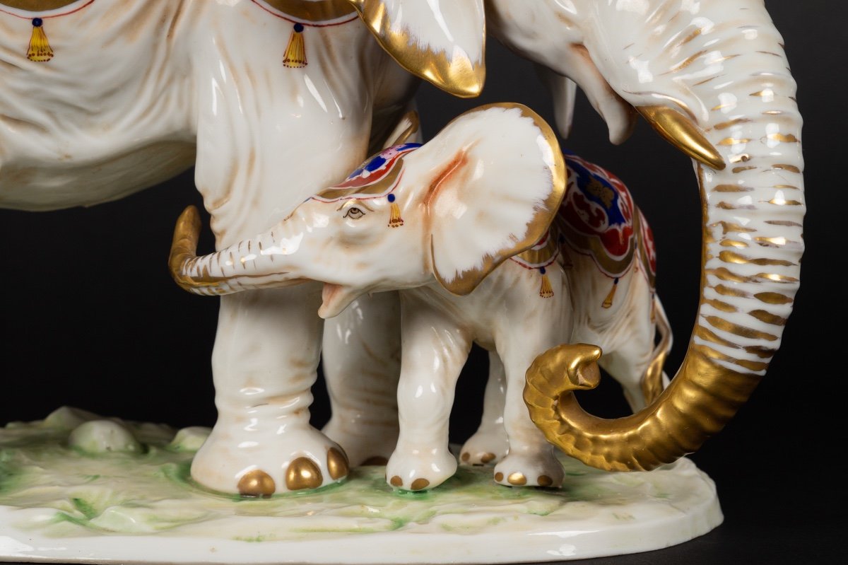 Éléphants En Porcelaine, Volkstedt, Rudolstadt, Thuringe, Début Du 20e Siècle. -photo-3