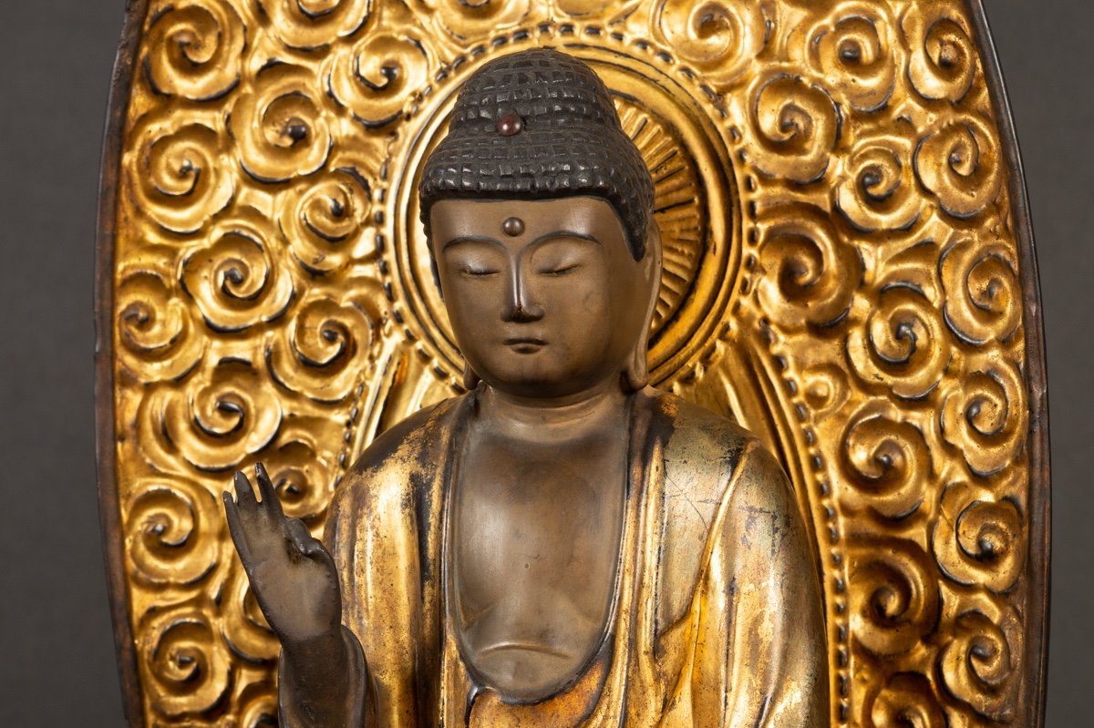 Amida Buddha, Japan, Edo Period (1603-1868), Lacquered And Gilded Wood.-photo-6