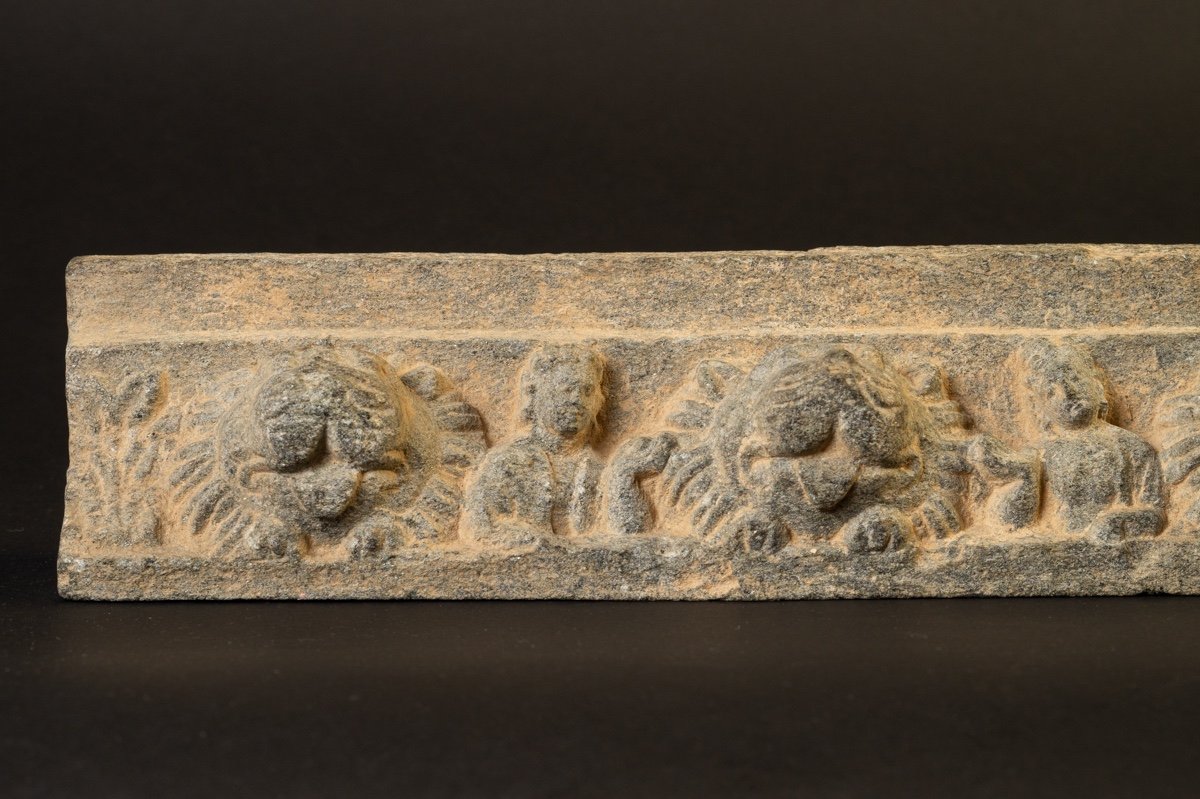 Relief With Characters And Lions, Stone, Gandhara, 1st To 5th Century-photo-3