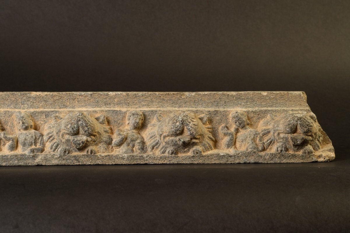 Relief With Characters And Lions, Stone, Gandhara, 1st To 5th Century-photo-4
