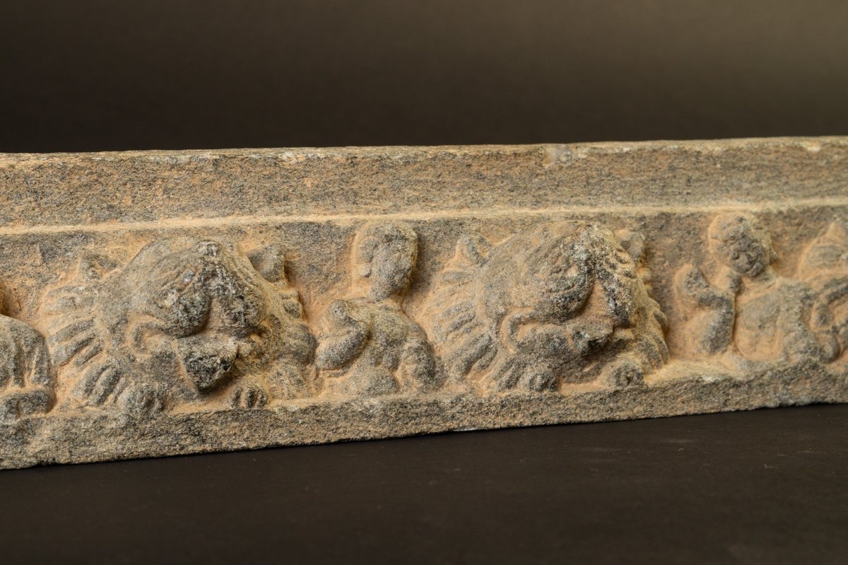 Relief With Characters And Lions, Stone, Gandhara, 1st To 5th Century-photo-5