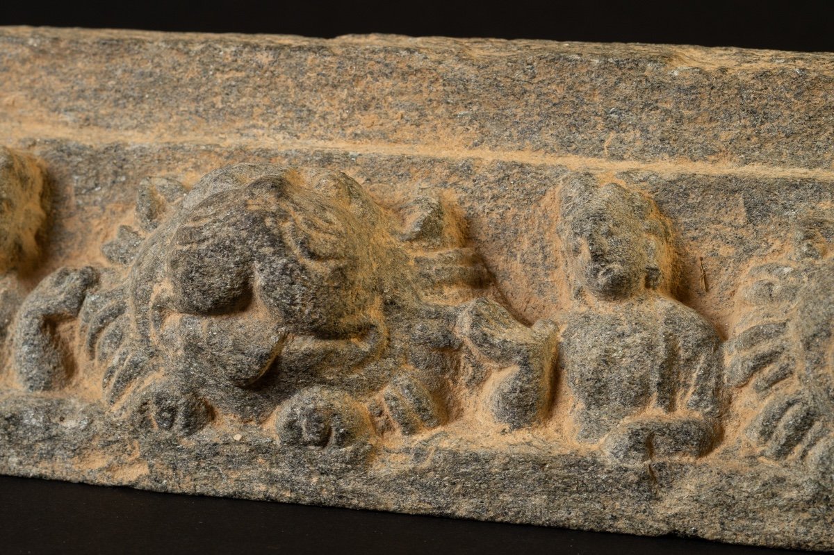 Relief With Characters And Lions, Stone, Gandhara, 1st To 5th Century-photo-6