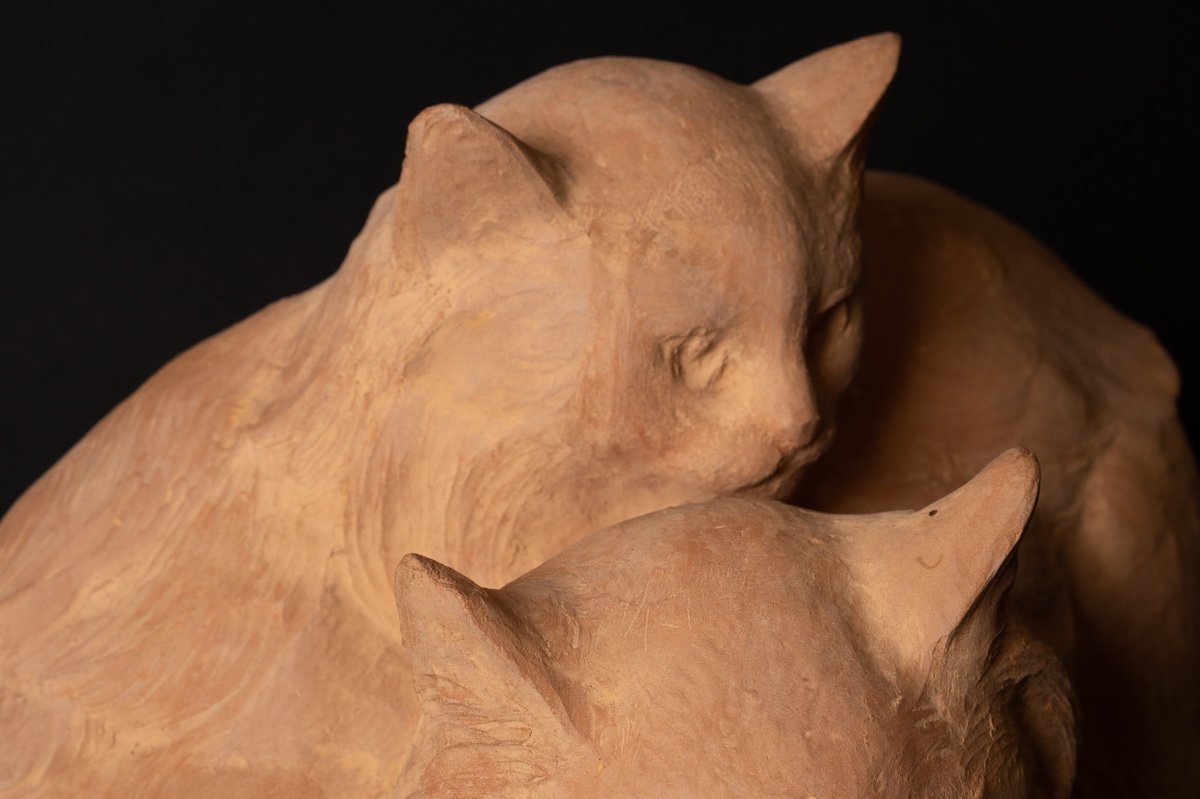 Cats, Terracotta, R. Pollin, Art Deco, France, 1920s/30s.-photo-6