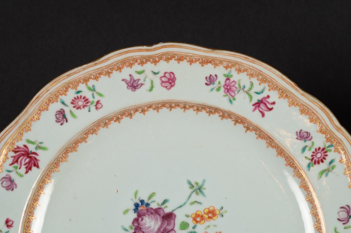 Paire d'Assiettes, Famille Rose, Yongzheng / Qianlong, Dynastie Qing, 1723-1796. -photo-3