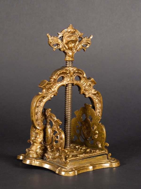 Presse à Cartes, Bronze Doré, XIXe Siècle. 