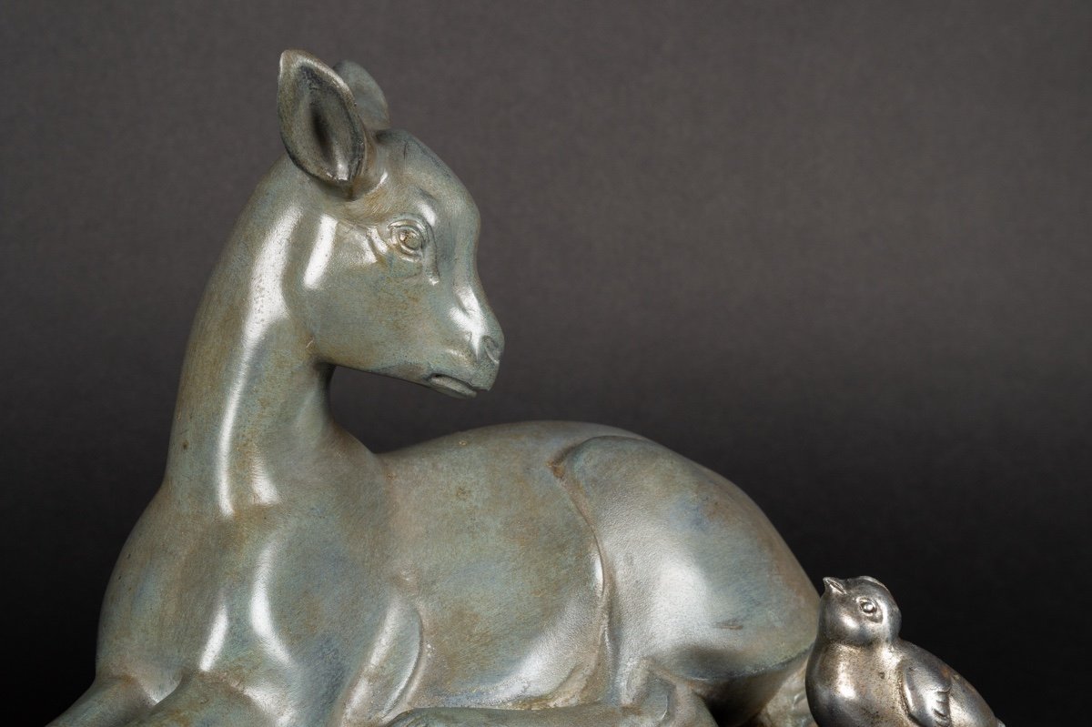 Couple Of Deer With Bird, Art Deco, France, 1920s/30s.-photo-5