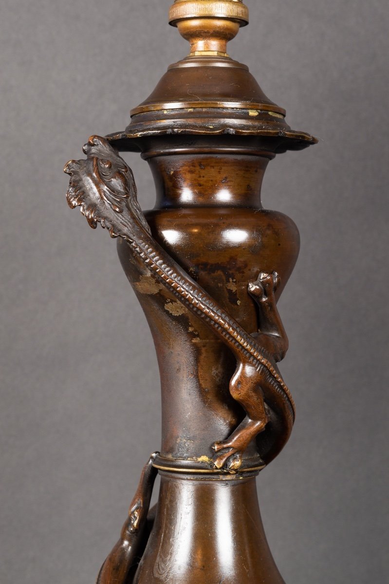 Paire De Lampes Avec Dragons, Japon, ère Meiji, 19e Siècle.  -photo-3