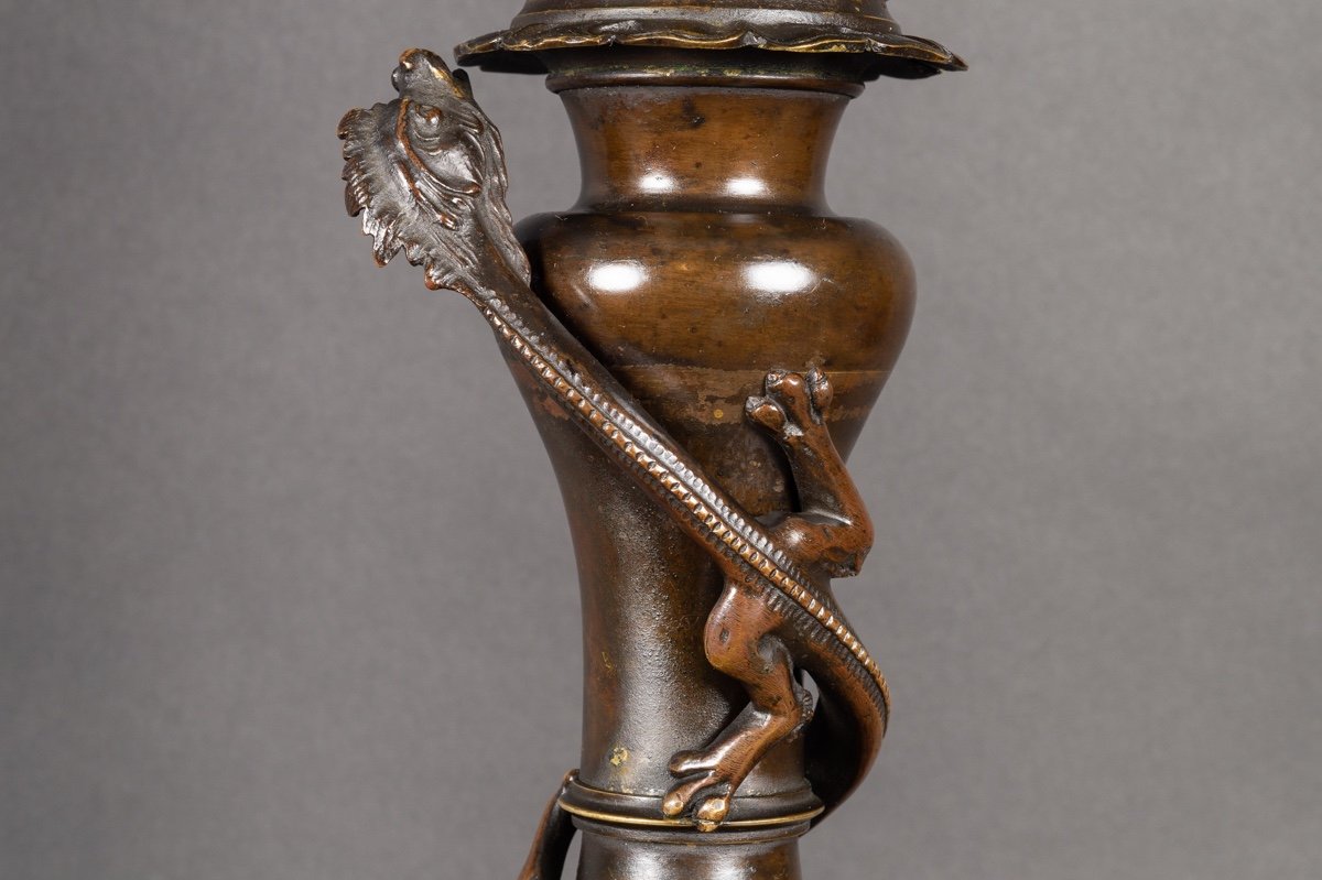 Paire De Lampes Avec Dragons, Japon, ère Meiji, 19e Siècle.  -photo-6