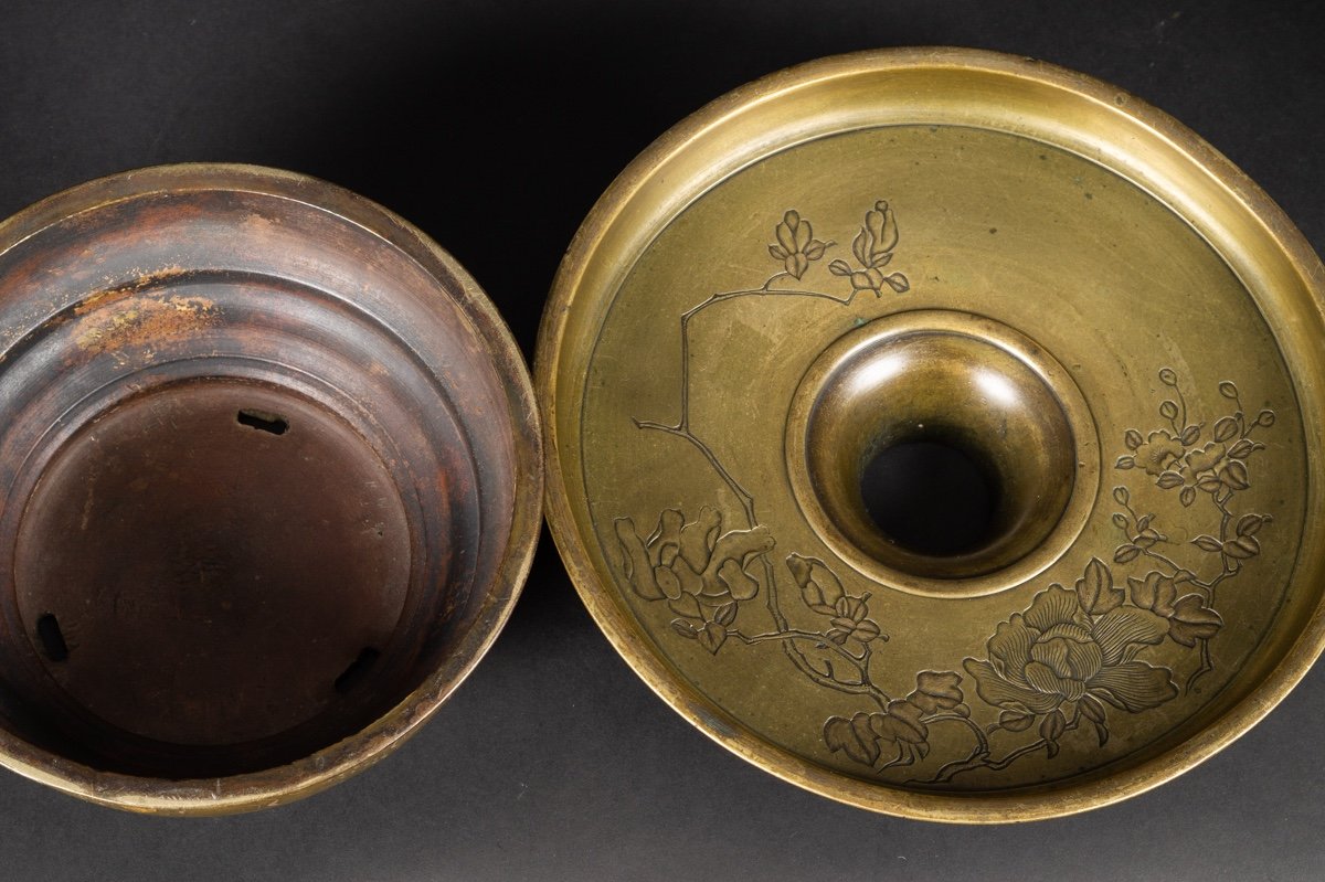 Pair Of Usubata Vases, Bronze - Silver - Gold, Japan, Meiji Era (1868-1912).-photo-8