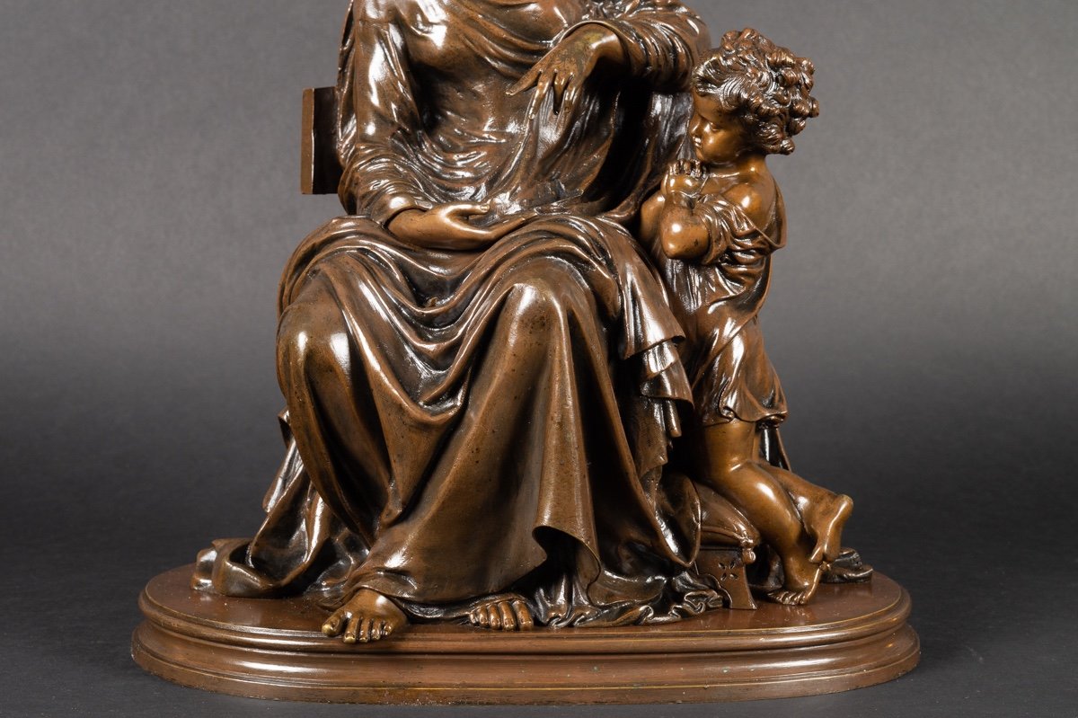 Mère Et Enfant, Mathurin Moreau (1822-1912), Bronze, France, 2e Moitié Du XIXe Siècle. -photo-3